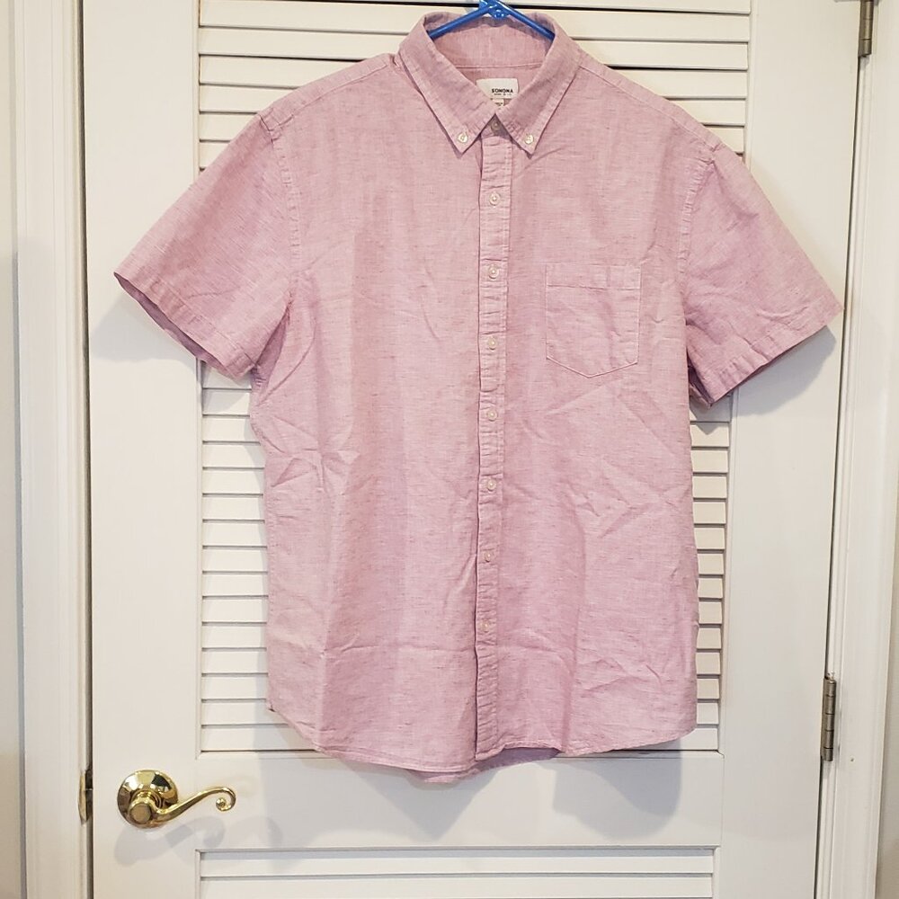 Sonoma Men’s Casual Button Up Shirt XL blend of 70% cotton and 30% linen